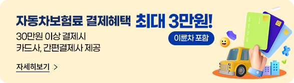 자동차 보험료 결제 혜택 최대 3만 원 30만 원 이상 결제 시 카드사, 간편 결제사 제공 자세히 보기